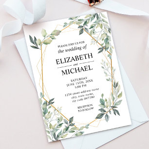 Eucalyptus Greenery Geometric Wedding Invitation