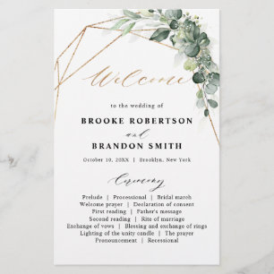 Eucalyptus Greenery Geometric Wedding Program
