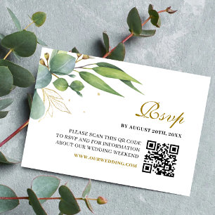 Eucalyptus Greenery Geometric Wedding QR Code RSVP Card
