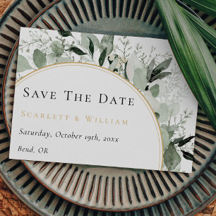 Eucalyptus Greenery Gold Arch Sage Green Wedding Save The Date