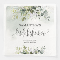 Eucalyptus greenery gold Bridal Shower napkins