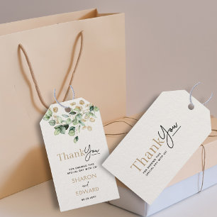 Eucalyptus Greenery & Gold Chic Wedding Thank You Gift Tags