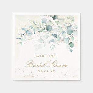 Eucalyptus Greenery Gold Elegant Bridal Shower Napkin