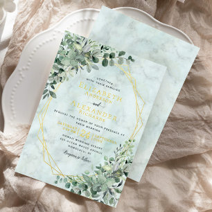 Eucalyptus Greenery Gold Foil Marble Wedding