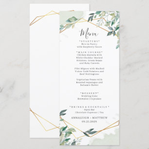 Eucalyptus Greenery Gold Geometric Wedding Menu