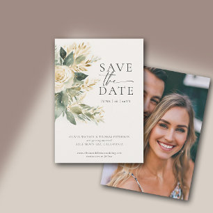 Eucalyptus Greenery Gold Green Elegant Wedding Save The Date