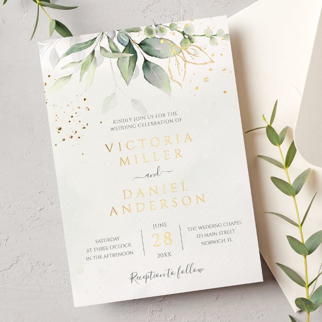 Eucalyptus Greenery Gold Leaves Botanical Wedding (Creator Uploaded)