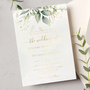 Eucalyptus Greenery Gold Leaves Botanical Wedding