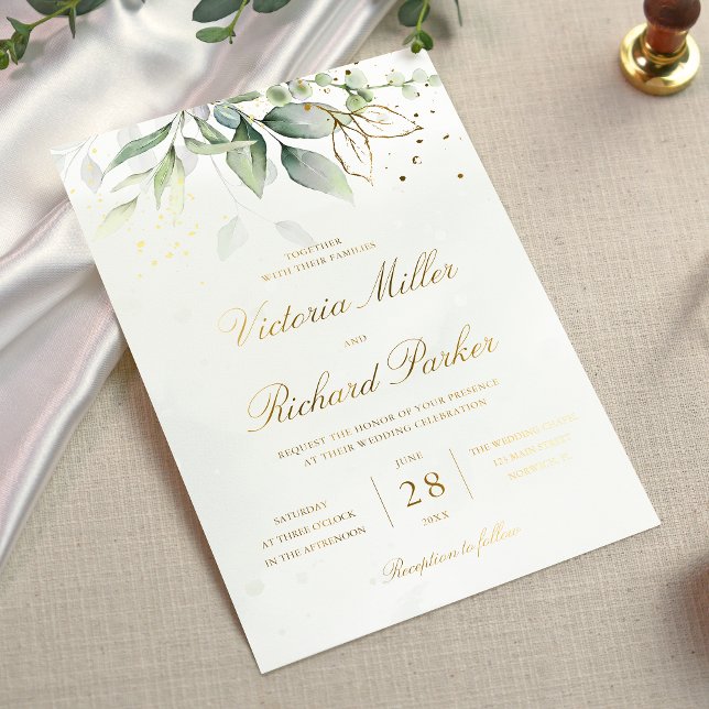 Eucalyptus Greenery Gold Leaves Botanical Wedding (Creator Uploaded)