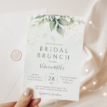 Eucalyptus Greenery Gold Leaves Bridal Brunch Invitation<br><div class="desc">Beautiful bridal brunch invitation featuring watercolor eucalyptus and gold leaves.</div>