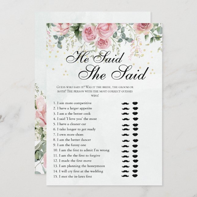 Eucalyptus Greenery Gold Leaves Bridal Shower game Invitation (Front/Back)