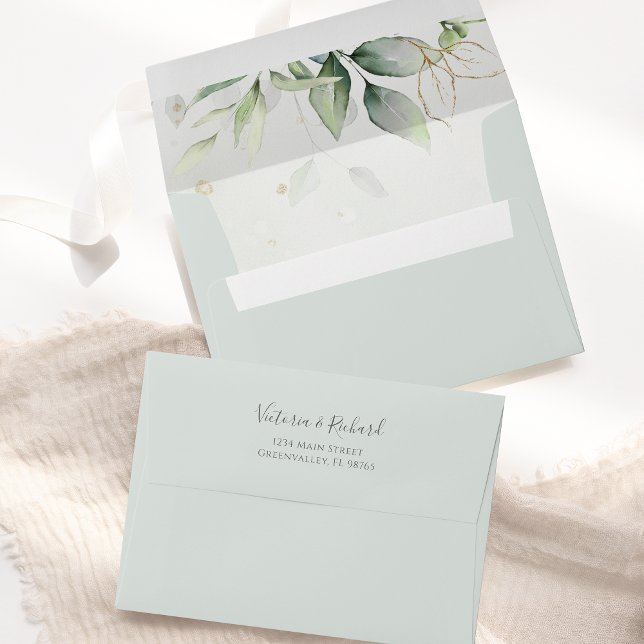 Eucalyptus Greenery Gold Leaves Elegant Envelope (Creator Uploaded)