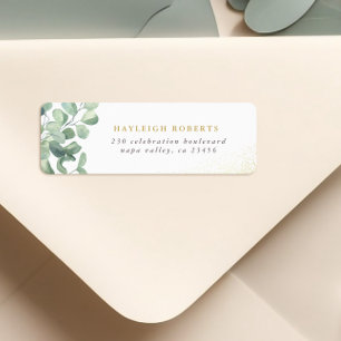 Eucalyptus Greenery & Gold Name Return Address