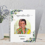 Eucalyptus greenery gold photo modern 2024 planner<br><div class="desc">Personalize and add your own photo inside the arch shaped frame. A white background color. Decorated with eucalyptus greenery and golden foliage.  Add your name and a year.</div>