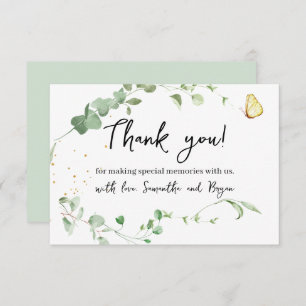 Eucalyptus Greenery Gold Sparkle Thank You Card