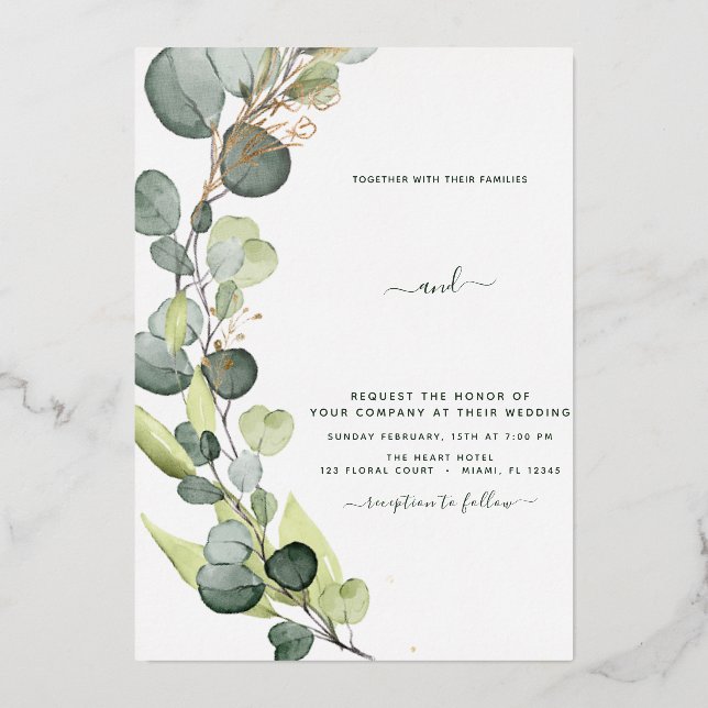 Eucalyptus Greenery Gold Wedding  (Front)
