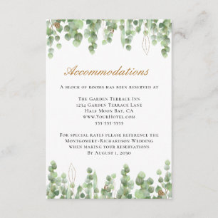 Eucalyptus Greenery Gold Wedding Accommodations Enclosure Card