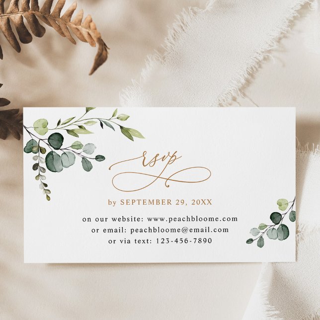 Eucalyptus Greenery Gold Wedding Online RSVP Cards (Creator Uploaded)