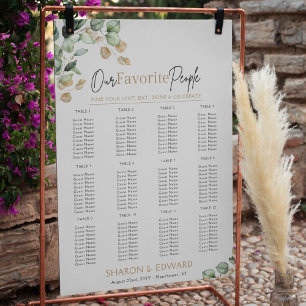 Eucalyptus Greenery & Gold Wedding Seating Chart
