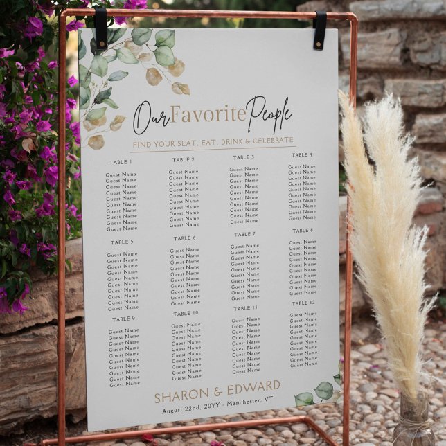Eucalyptus Greenery & Gold Wedding Seating Chart (Creator Uploaded)