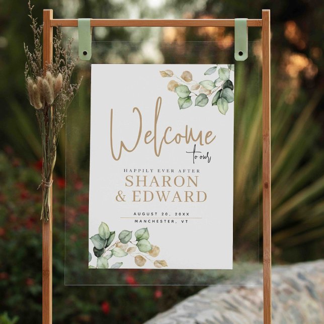 Eucalyptus Greenery & Gold Wedding Welcome Poster (Creator Uploaded)