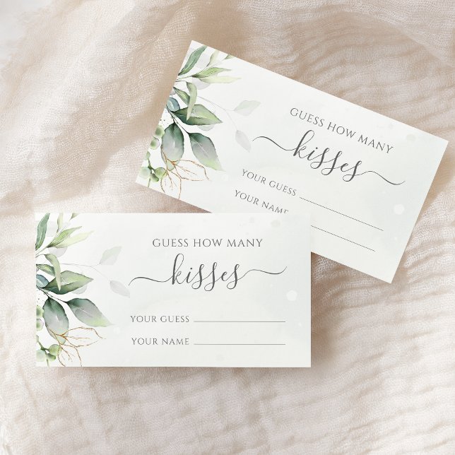 Eucalyptus Greenery Guess How Many Kisses Game Enclosure Card (Creator Uploaded)