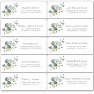 Eucalyptus Greenery Guest Names Address Labels