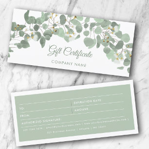 Eucalyptus Greenery Gum Blossoms Gift Certificate 