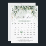 Eucalyptus Greenery Gum Botanical Rustic Calendar Save The Date<br><div class="desc">Elegant and modern spring / midsummer botanical calendar save the date card features a bouquet of soft watercolor greenery lush green leaves / botanical leaves / eucalyptus and gold glitter dust . Please find more matching designs and variations from my "blissweddingpaperie" store. And feel free to contact me for further...</div>