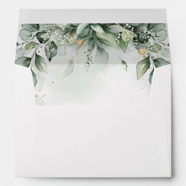 Eucalyptus Greenery Gum Botanical Rustic Wedding E Envelope (Back (Bottom))