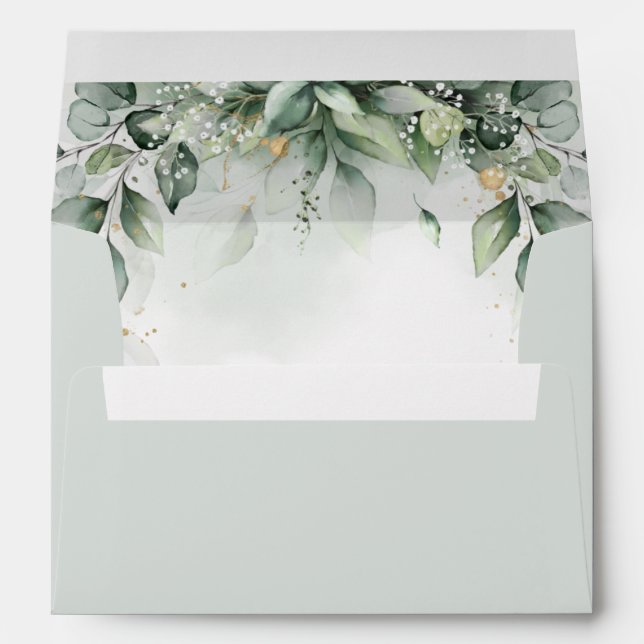 Eucalyptus Greenery Gum Botanical Rustic Wedding Envelope (Back (Bottom))