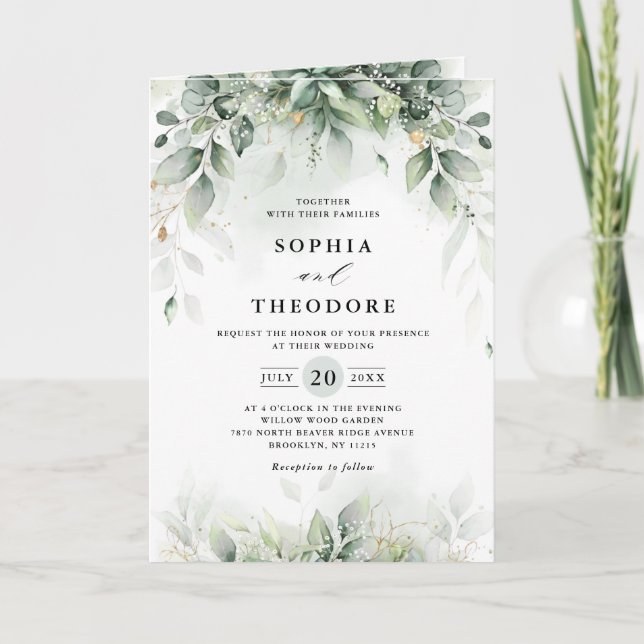 Eucalyptus Greenery Gum Botanical Rustic Wedding Invitation (Front)