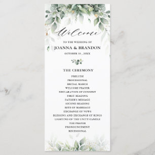 Eucalyptus Greenery Gum Botanical Rustic Wedding Programme