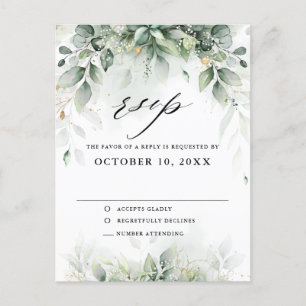 Eucalyptus Greenery Gum Botanical Wedding RSVP Postcard