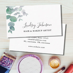 Eucalyptus Greenery Hair And Makeup Artist Business Card
