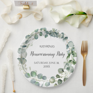 Eucalyptus Greenery Housewarming Party Personalise Paper Plate