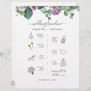 Eucalyptus Greenery Icon Wedding Itinerary Program Custom Letterhead