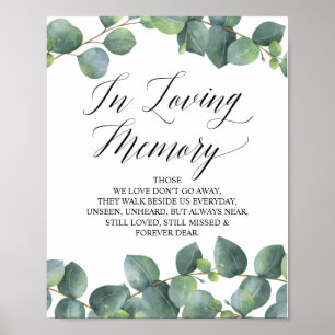 Eucalyptus Greenery In Loving Memory Memorial Sign