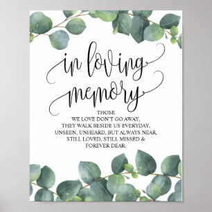 Eucalyptus Greenery In Loving Memory Memorial Sign