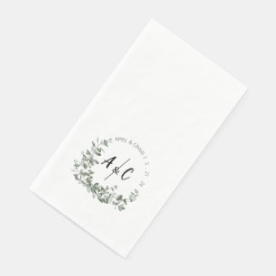 Eucalyptus Greenery Initialled Paper Guest Towels Napkin