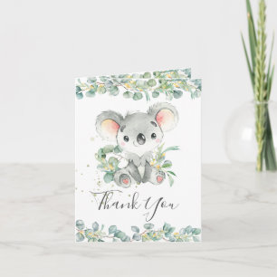 Eucalyptus Greenery Koala Birthday Baby Shower Thank You Card