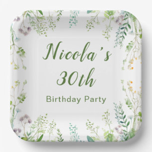 Eucalyptus Greenery Leaves Birthday Party Paper Plate