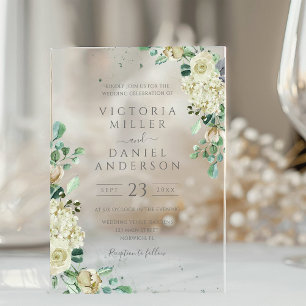 Eucalyptus Greenery Leaves Elegant Floral Wedding Acrylic Invitations