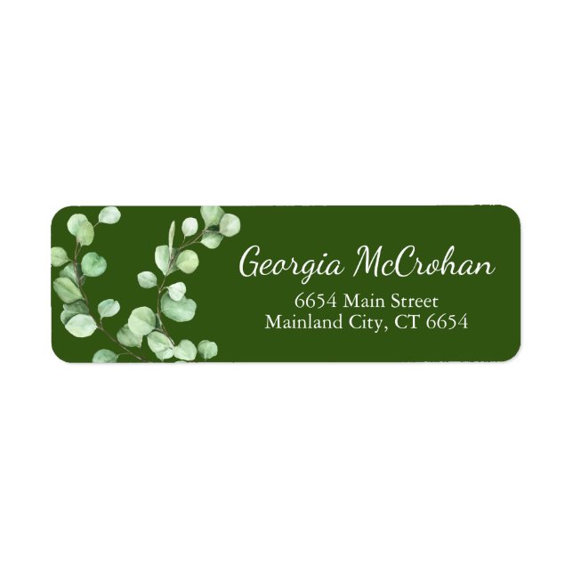 Eucalyptus Greenery Leaves Return Address Label (Front)