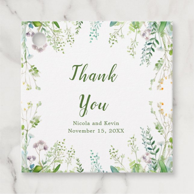 Eucalyptus Greenery Leaves Wedding  Favour Tags (Front)