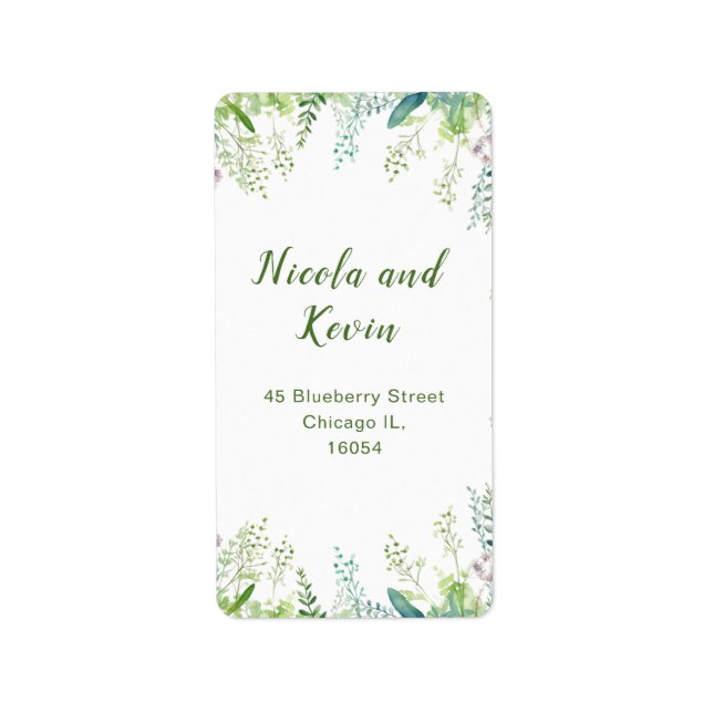 Eucalyptus Greenery Leaves Wedding  Label (Front)