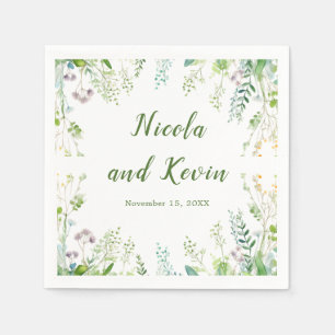 Eucalyptus Greenery Leaves Wedding  Napkin