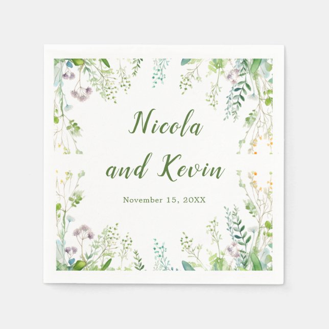 Eucalyptus Greenery Leaves Wedding  Napkin (Front)