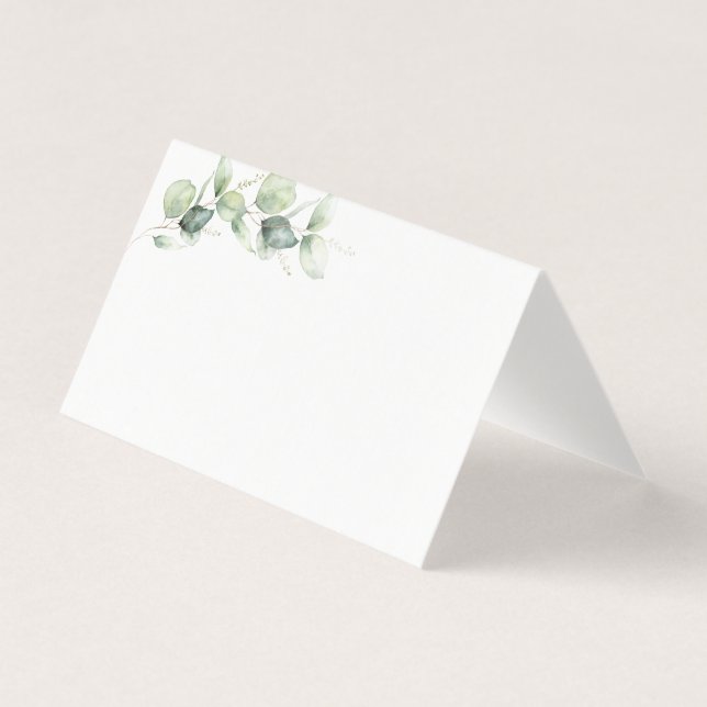 Eucalyptus Greenery Leaves Wedding Place Card (Front)