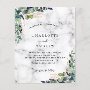 Eucalyptus greenery marble wedding invitation